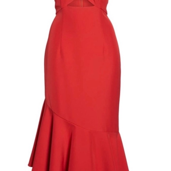 Chic Strapless Red Ruffle Dress - Picture 4 of 8